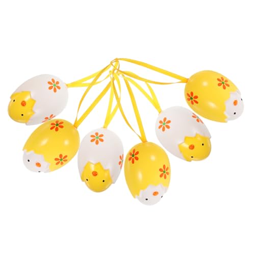 HEMOTON 6 Stück Eierschalen-Küken-Anhänger easter egg decoration ostern osterpresente egg holder Eier Dekoration hängende Ei-Ornamente Ostervorräte Osterdeko Plastik Yellow von HEMOTON