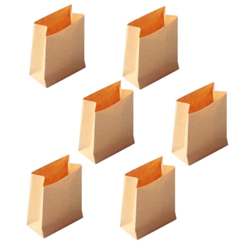 HEMOTON 6 Stück Puppenhaus Papiertüten Brotverpackungstüten Mini Kekse Verpackungstüten Mini Backtüten Papier Verpackungstüten Modell Puppenhaus Mini Papiertüten Miniatur von HEMOTON