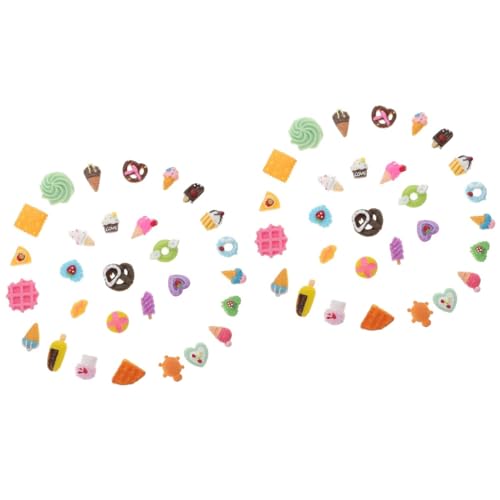 HEMOTON 60 STK Essen Und Spielen in Miniatur Nagelkunst-Edelsteine Nageldekoration Edelsteine ​​für Nägel Verschiedene Süßigkeiten Bettelarmband Harz Handyhülle EIS Am Stiel von HEMOTON