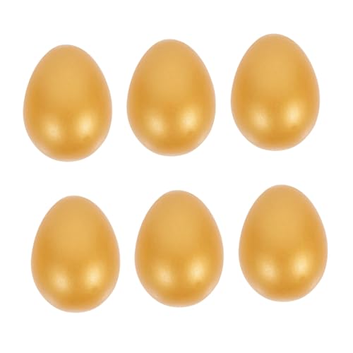 HEMOTON 6St ostern goldene eier mit gefälschten Eiern Henne schmücken lackierbar Hühnernistei ostereier ostereierfarbe Ostereier bemalen DIY bastelt Ei Festival-Ei hölzern von HEMOTON