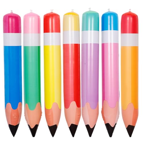 HEMOTON 7 Stück Riesige Aufblasbare Bleistiftballons, 27 Zoll Große Aufblasbare Buntstiftballons, Riesige Buntstifte-requisite, Foto-requisiten für Die Schulparty, Kindergarten-dekoration von HEMOTON