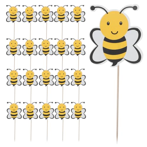 HEMOTON 72 Stück Teiliges Bienen Cupcake Picks Niedliche Cartoon Honigbiene Tortendeko Leichte Einweg Kuchenstecker für Kindergeburtstag Babyparty und Bienen Motto Party Praktische von HEMOTON