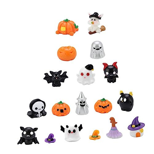 HEMOTON 76 Stck. Teiliges Halloween Deko Resin Miniatur Ornamente mit Geistern Hexenhüten und Kürbissen Vielseitige DIY Landschaft Figuren für Halloween Party und Festliche Tischdekoration von HEMOTON