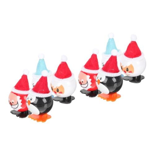 HEMOTON 8 Stück Teiliges Weihnachts Wind Up Mechanische Laufspielzeuge mit Cartoon Design Sicher für Party Mitgebsel und Lustiges für Weihnachtsfeiern von HEMOTON