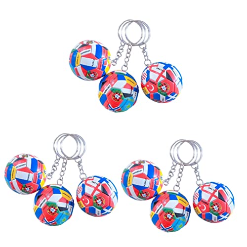 HEMOTON 9 Stck Teiliges Fußball Schlüsselanhänger mit Internationalen Flaggen Kreative Mini Fußball Anhänger für Mädchen und Jungen Partygeschenke und Sportveranstaltungen Leicht Tragbar von HEMOTON