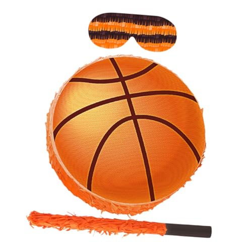 HEMOTON Basketball Pinata aus Stabilem Karton mit Kräftiger Aufhängeschlaufe Inklusive und Augenbinde Bunte Crepe-papier Dekoration für Geburtstagsfeiern und Sportparty Dekoration von HEMOTON