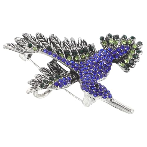HEMOTON Brosche Vintage-pins Schmucknadeln Kolibri-pin Antike Kragennadel Vogelhalsbandnadel Schmuck Kragennadel Vogel-schmuck-pin Strasssteine Blue von HEMOTON