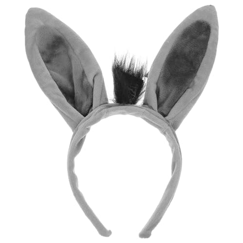 HEMOTON Eselsohren-Stirnband Plüsch-Tierohren-Stirnband Esel-Kostüm-Outfits Süßer Esel-Cosplay-Kopfschmuck Verkleidende Haarbänder Für Halloween-Cosplay-Party von HEMOTON