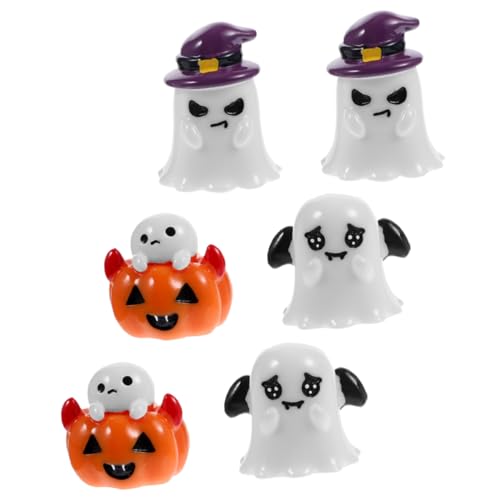HEMOTON Halloween Geist Ornament Set 6 Stücke Mini Geist Decor Harz Kürbis Ornament Für Halloween HEMOTON Halloween Geist Ornament Set 6 Stücke Mini Geist Decor Harz Kürbis Ornament Für Halloween von HEMOTON