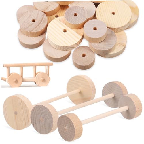 HEMOTON Holzräder und Stäbchen Teilig Unbemalt zum Basteln DIY Modellauto Zubehör für Kreative Handwerksprojekte und Dekorationen für Erwachsene HEMOTON Holzräder und Stäbchen Teilig Unbemalt zum Basteln DIY Modellauto Zubehör für Kreative Handwerksprojekte und Dekorationen für Erwachsene von HEMOTON