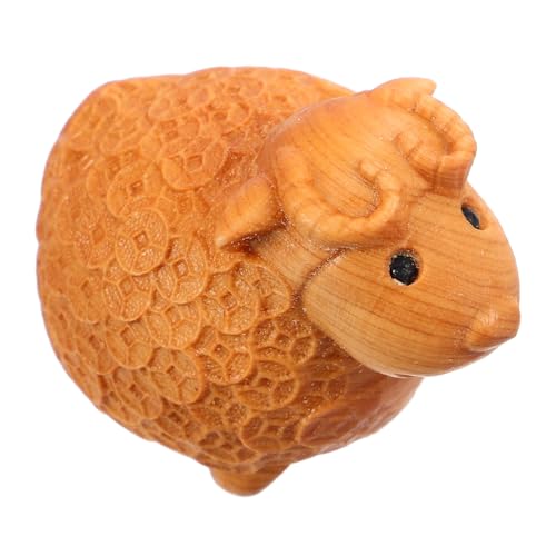HEMOTON Holzschnitzerei-Ornamente Kleiner Kugelhahn Kugelhahn Heimformen selbstviskose Dekoration Holzfigur Schaf Handgefertigte Deko Tierskulptur Tierornament hölzern Light Brown von HEMOTON