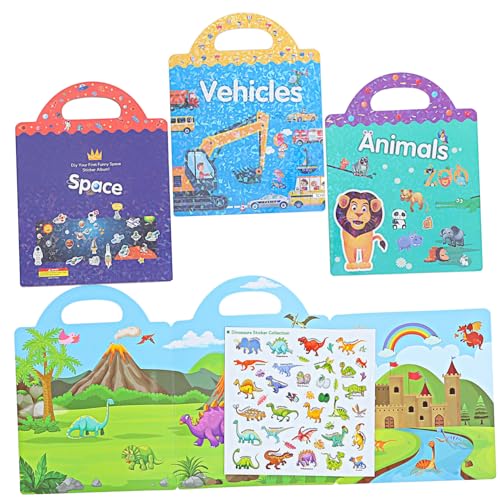 HEMOTON Interaktives Lern-stickerbuch – 4 Sets – Sticker-Spielzeug Für Kinder – Cartoon-Sticker Für Kleinkinder von HEMOTON