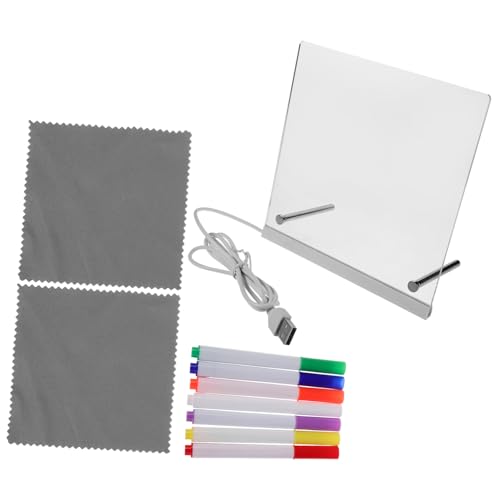 HEMOTON LED Light Up Message Board mit Ständer Transparentes Dry Erase Schreibbrett Leuchtendes Zeichenbrett für Jungen Mädchen Wiederverwendbar mit Farbigen Markern und USB Tragbar für von HEMOTON