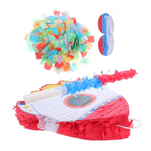 HEMOTON Rocket Pinata für Kindergeburtstag Weltraum Party Dekoration mit Augenbinde und Füllöffnung und Aufhänger für Astronaut Mottoparty und Shower Spielspaß von HEMOTON