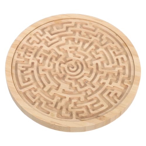 HEMOTON Rundes Holzlabyrinth Spielbrett Tragbares Holzperlen Maze Board für Kleinkinder Pädagogisches Denkspiel zur Frühen Leichtes Lernspiel für Motorische Entwicklung von HEMOTON