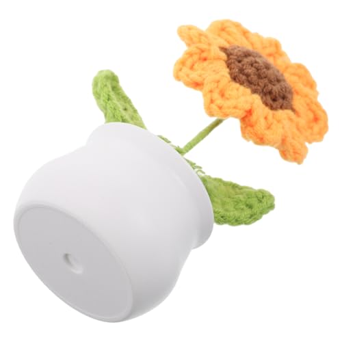 HEMOTON Simulierte Sonnenblume süße Häkelarbeit gestrickte Blumen gehäkelte Sonnenblume Auto Pflanzen mini Pflanzen kunstpflanze Häkelblumen-Set handgemachte gestrickte Dekorationen Garn von HEMOTON