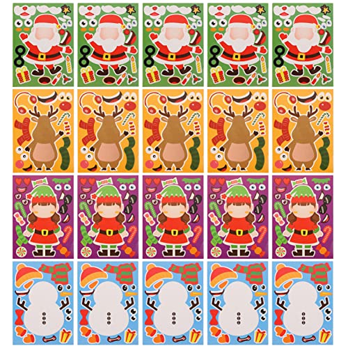 HEMOTON Sticker-szenen Für Kinder 32-teiliges Weihnachts-Puzzle-Aufkleber-Set Pädagogisches Weihnachtsspielzeug 8 Aufkleber/Set Festliche Dekorative Aufkleber von HEMOTON