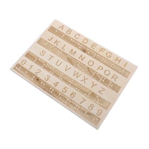 HEMOTON Tafel Mit Braille-Alphabet Braille-bücher Zeichenbrett Für Buchstaben Braille-Spiele Braille-Alphabet-Diagramm Blindenschrift Braille-lernlineal Zeichenbrett Aus Holz Hölzern von HEMOTON