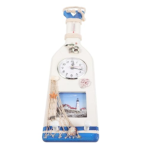 HEMOTON Temperaturmesser Uhr Wand Wohnkultur Einrichtung Mit Strandmotiven Bilderrahmen Nautische Dekoration Im Freien Stranddekoration Für Zu Hause Mediterraner Dekorschmuck Holz von HEMOTON