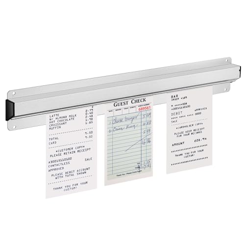 HEMOTON Tickethalter Quittungshalter Für Restaurants Restaurant-Bestellscheinhalter Ohne Bohren Für Küche Büro Wände Kühlschrank Zuhause Kneipen Bars Cafés (16 Zoll Silber) von HEMOTON