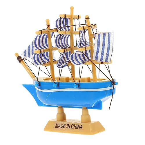 HEMOTON bürodeko büro dekoration Auto-Dekoration caketopper 1 dekoringe Piratenflagge Raumdekorationen Kuchen nautisches Segelboot aus Holz Bootsmodell im mediterranen Stil hölzern Blue von HEMOTON
