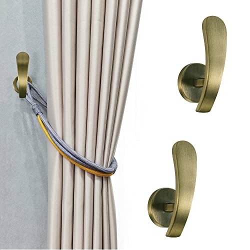 Vorhanghalter, 2 Stück wandmontierte Raffhalter mit Schrauben, dekorativer Vorhanghaken aus Metall, Wandhalter, Messing von HEMOUR