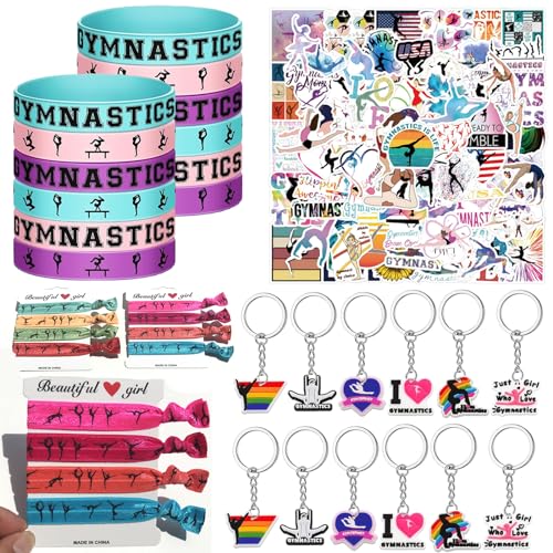 136 Stück Gymnastik Party Favors Gymnastik Motto Geburtstag Party Supplies enthalten Silikon-Armbänder, Schlüsselanhänger, Haargummis und Vinyl-Aufkleber für Mädchen und Frauen, Gymnastik, 136 Stück Gymnastik Party Favors Gymnastik Motto Geburtstag Party Supplies enthalten Silikon-Armbänder, Schlüsselanhänger, Haargummis und Vinyl-Aufkleber für Mädchen und Frauen, Gymnastik, von HEMYTAP