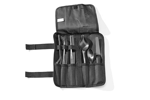HENDI Anrichteset, 6 Stück: Pinzette-Löffel,-Spatel, inkl. Etui, Edelstahl, schwarz HENDI Anrichteset, 6 Stück: Pinzette-Löffel,-Spatel, inkl. Etui, Edelstahl, schwarz von HENDI