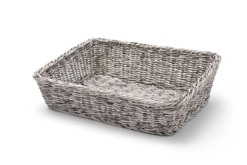 HENDI Brotkörb, Brötchenkorb, Körbe, abgeschrägt, 400x300x(H)120mm, Polypropylen, Grau von HENDI