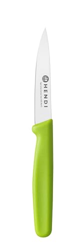 HENDI Gemüsemesser, spitzes Klinge, für Obst und Gemüse, Obstmesser, Küchenmesser, Schälmesser, Klingenlänge: 92mm, 192x20x(H) 10mm, X50CrMoV15 Edelstahl, Polypropylen, grün von HENDI