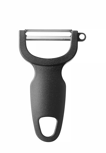 HENDI Sparschäler, horizontale Klinge, für Obst und Gemüse, Aufhängeöse, Kartoffelschäler, Universalschäler, Gemüseschäler, Klingenlänge: 50mm, (L)110x(H)12mm, Edelstahl, Polypropylen, schwarz von HENDI