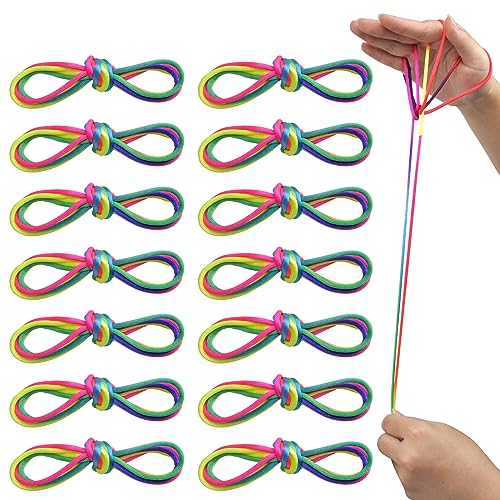 14 Stück fadenspiel fingerspiel Finger Twist Fadenspiel, 160cm Regenbogen Fingerspiel Fingertwist Fadenspiel Fingerspiel mitgebsel Kindergeburtstag Fingerspiel für Jungen und Mädchen ab 5 Jahre von HENGBIRD