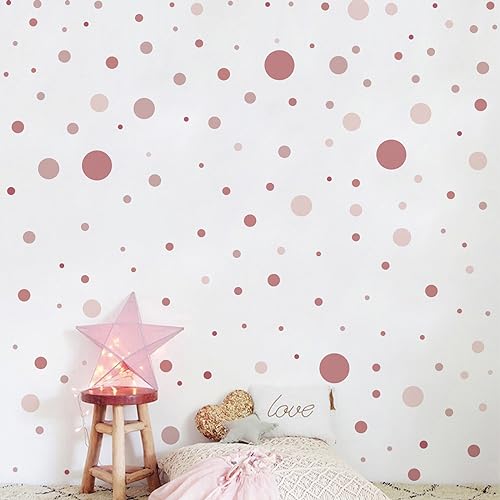 140 Stück Wandaufkleber für Kinderzimmer Babyzimmer, Dots zum Kleben Wandaufkleber Wanddeko, Rosa Pastell Wandaufkleber, Wandsticker für Kinder Wandaufkleber Mädchen Jungen von HENGBIRD