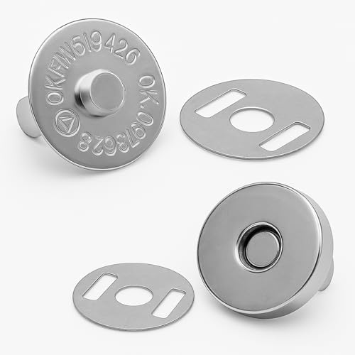 30 Stück Magnetknöpfe 14mm Silber Ohne Nähen DIY Taschenverschluss Set für Handarbeit & Rucksack Magnetverschluss für Taschen Kleidung Geldbörse Handtasche Mäntel Jacken Windbreaker von HENGBIRD
