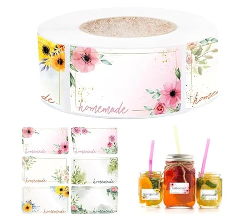 500 Stück Etiketten Selbstklebend, Marmelade Etiketten Selbstklebend Aufkleber zum Beschriften, Marmelade für Marmeladengläser Gewürzgläser Flaschen Gläser Weihnachten Geschenkaufkleber von HENGBIRD