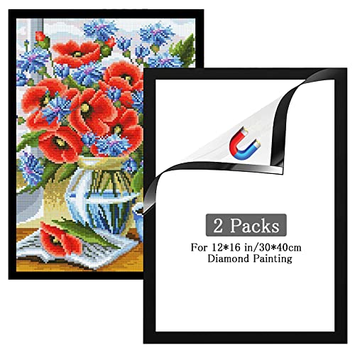 Diamond Painting Rahmen, 2 Packungen Diamond Painting Zubehör Schwarzer Diamant Kunstrahmen Diamant Painting Zubehör Bilderrahmen 12x16Zoll/30x40cm Diamant Painting Rahmen für Wanddekoration zu Hause von HENGBIRD