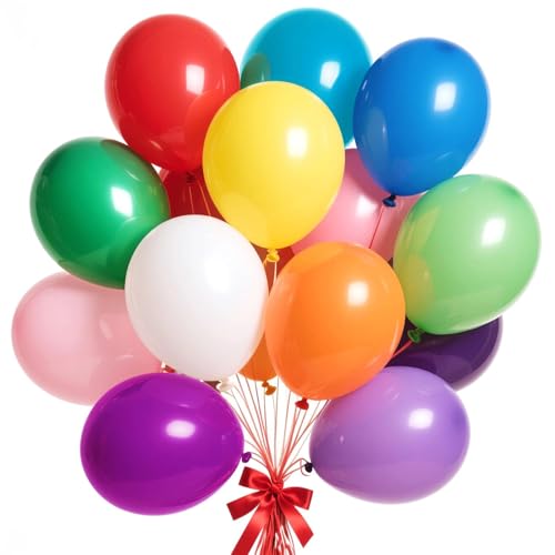 HENGBIRD 10 Zoll 50 Stück Luftballons,Bunte Latex Ballons Set Biologisch Abbaubar, Extra Dickes Material für Geburtstag Kinderfest – Helium Geeignet für Luftballons Bunt Luftballons Geburtstag von HENGBIRD