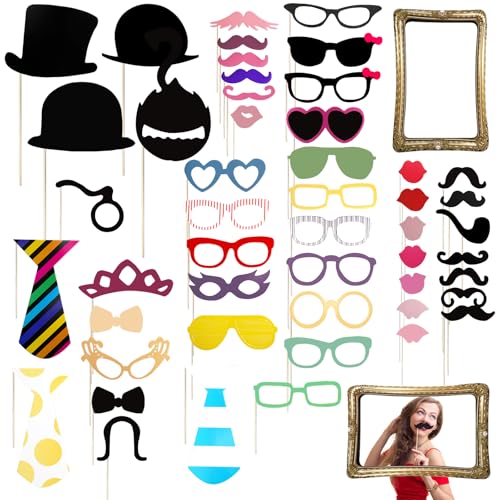 HENGBIRD 59 Stück Fotobox Accessoires, Fotobox Accessoires Hochzeit Fotoboxs Requisiten Mit Hut Lippenstift Krawatte Tischdeko Aufblasbarer Fotorahmen, Foto Requisiten für Hochzeit JGA Partydeko HENGBIRD 59 Stück Fotobox Accessoires, Fotobox Accessoires Hochzeit Fotoboxs Requisiten Mit Hut Lippenstift Krawatte Tischdeko Aufblasbarer Fotorahmen, Foto Requisiten für Hochzeit JGA Partydeko von HENGBIRD