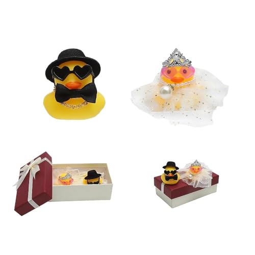 HENGBIRD Hochzeitsgeschenk Quietscheenten 2er-Set, Lustige Braut & Bräutigam mit Accessoires & Geschenkbox,Hochzeitsgeschenke für Brautpaar, Ideal Als Geschenk Hochzeit Oder Hochzeit Deko Idee von HENGBIRD