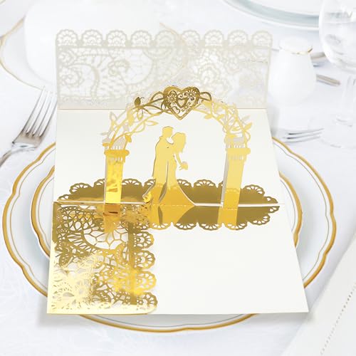 HENGBIRD Hochzeitskarte Pop Up, Einladungskarten Hochzeit Karte Hochzeit, Hochzeitseinladungskarten mit weißem Umschlag, Karte Goldene Hochzeit Glückwunschkarte Hochzeit, 3D Karte zur Hochzeit HENGBIRD Hochzeitskarte Pop Up, Einladungskarten Hochzeit Karte Hochzeit, Hochzeitseinladungskarten mit weißem Umschlag, Karte Goldene Hochzeit Glückwunschkarte Hochzeit, 3D Karte zur Hochzeit von HENGBIRD