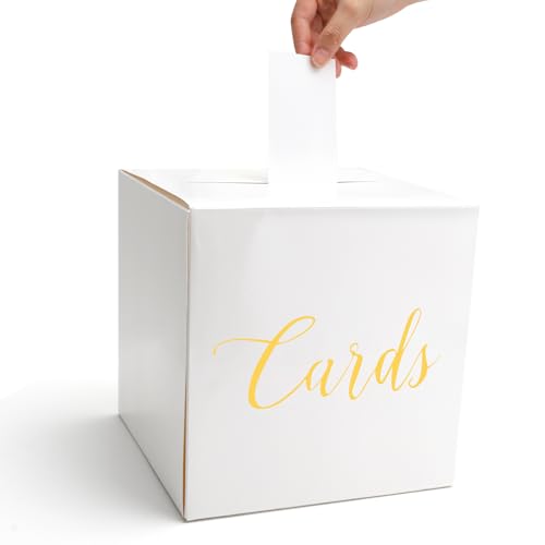 HENGBIRD Kartenbox Hochzeit 22x22x22 cm mit Schlitz – Geschenkbox Hochzeit aus stabilem Karton mit 10 Grußkarten – Briefbox für Umschläge, Geldgeschenke und Partydeko von HENGBIRD