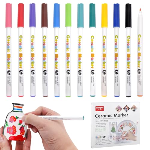 HENGBIRD Water based ceramic marking, Acrylstifte für Steine Wasserfest, Acrylstifte Marker Stifte Keramik Bemalen Set für Holz Glas Papier Leinwand Geschenkekarte DIY Fotoalben von HENGBIRD