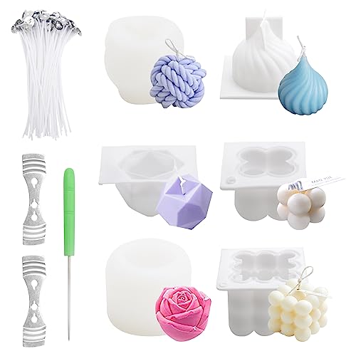 Kerzenform Bubble Kerzen Kit, 6 Stück 3D DIY Silikonform Kerzen-Gießen Formen und Kerzendocht Set, Kerzenformen zum Gießen als Heimdekorationen, Bastel Ornamente, DIY Duftkerze, Seife von HENGBIRD