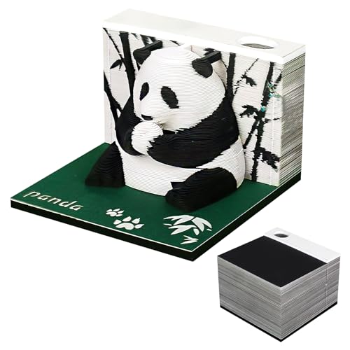 Kreativer 3d-Notizblock Diy-Notizen Notizblock Schreibtisch Stifthalter, Baustein Papierskulptur, Geschenk, 3d-Kunstkalender Nicht Klebrige Notizen(Panda) von HENGBIRD
