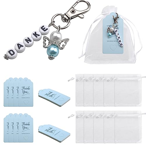 Schutzengel Anhänger 20 Stück, Taufe Hochzeit Geschenk Schutzengel + Organzabeutel + Dankeskarte Gastgeschenke Hochzeit für Hochzeit Taufe Kommunion Konfirmation Gast Geschenk von HENGBIRD