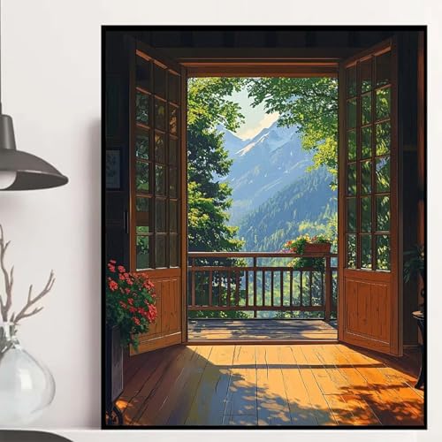 Berg Diamond Painting 60x80 cm, Landschaft Diamond Painting Erwachsene Anfänger 5D DIY Runder Vollbohrer Diamanten Malerei Mosaik Bastelset Erwachsene für Zimmer Deko, Geschenke für Frauen -hjw2508Y1 von HENJGWEG