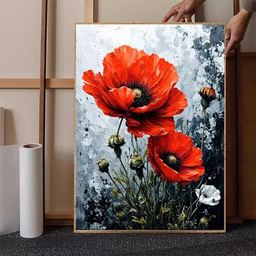 Blume Diamond Painting XXL 60x80 cm, Crystal Art Mohn Diamond Painting Erwachsene 5D DIY Mosaikherstellung Stickerei Kreuzstich Malerei Kits für Zimmer Deko Wohnzimmer, Geschenke für Frauen -h25138 Blume Diamond Painting XXL 60x80 cm, Crystal Art Mohn Diamond Painting Erwachsene 5D DIY Mosaikherstellung Stickerei Kreuzstich Malerei Kits für Zimmer Deko Wohnzimmer, Geschenke für Frauen -h25138 von HENJGWEG
