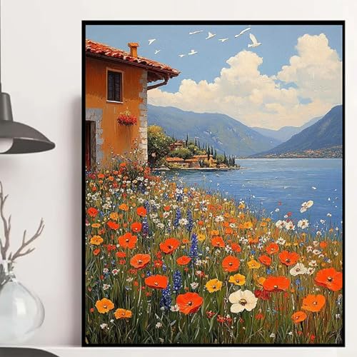 Blumen Diamond Painting 80x60cm, Blumen Diamond Painting Erwachsene Anfänger 5D DIY Runder Vollbohrer Diamanten Malerei Mosaik Bastelset Erwachsene für Zimmer Deko, Geschenke für Frauen -hjw25080M von HENJGWEG