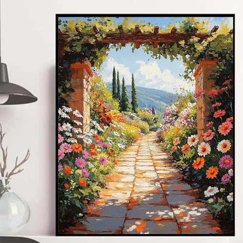 Blumen Diamond Painting 80x60cm, Landschaft Diamond Painting Erwachsene Anfänger 5D DIY Runder Vollbohrer Diamanten Malerei Mosaik Bastelset Erwachsene für Zimmer Deko, Geschenke für Frauen -hjw2508Y3 von HENJGWEG