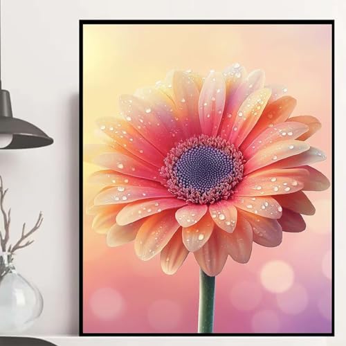 Chrysantheme Diamond Painting 90x120cm, Blumen Diamond Painting Erwachsene Anfänger 5D DIY Runder Vollbohrer Diamanten Malerei Mosaik Bastelset Erwachsene für Zimmer Deko, Geschenke -hjw250835VU4 von HENJGWEG